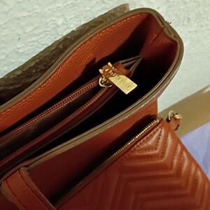 Anne Klein Tan Tote with Quilted Wristlet Set